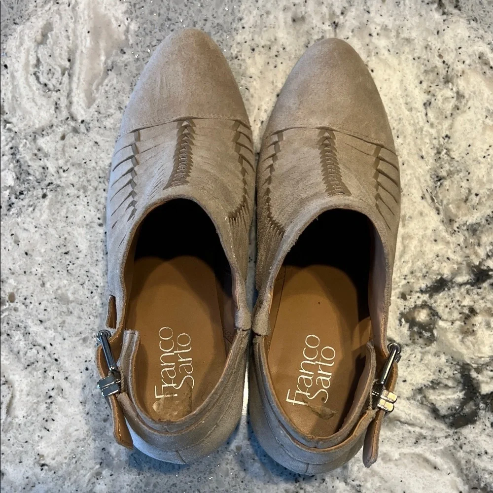 Franco Sarto Tan Pleated Ankle Booties Size 6.5